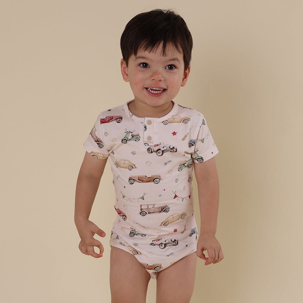 Snuggle Hunny Kids Boys Onesie Vintage Cars Short Sleeve Bodysuit