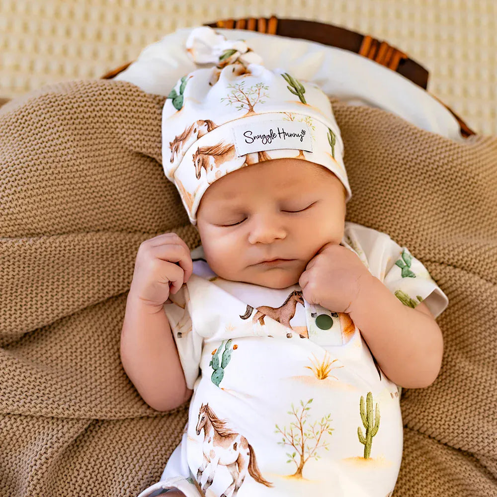 Snuggle Hunny Kids Boys Onesie Wild Horses Short Sleeve Organic Bodysuit
