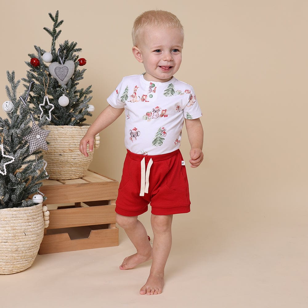 Snuggle Hunny Kids Boys Pants Red Organic Shorts