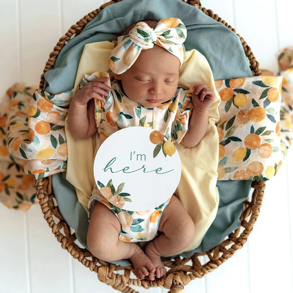 Snuggle Hunny Kids Gift Misc Citrus Squeeze & Peach Reversible Milestone Cards