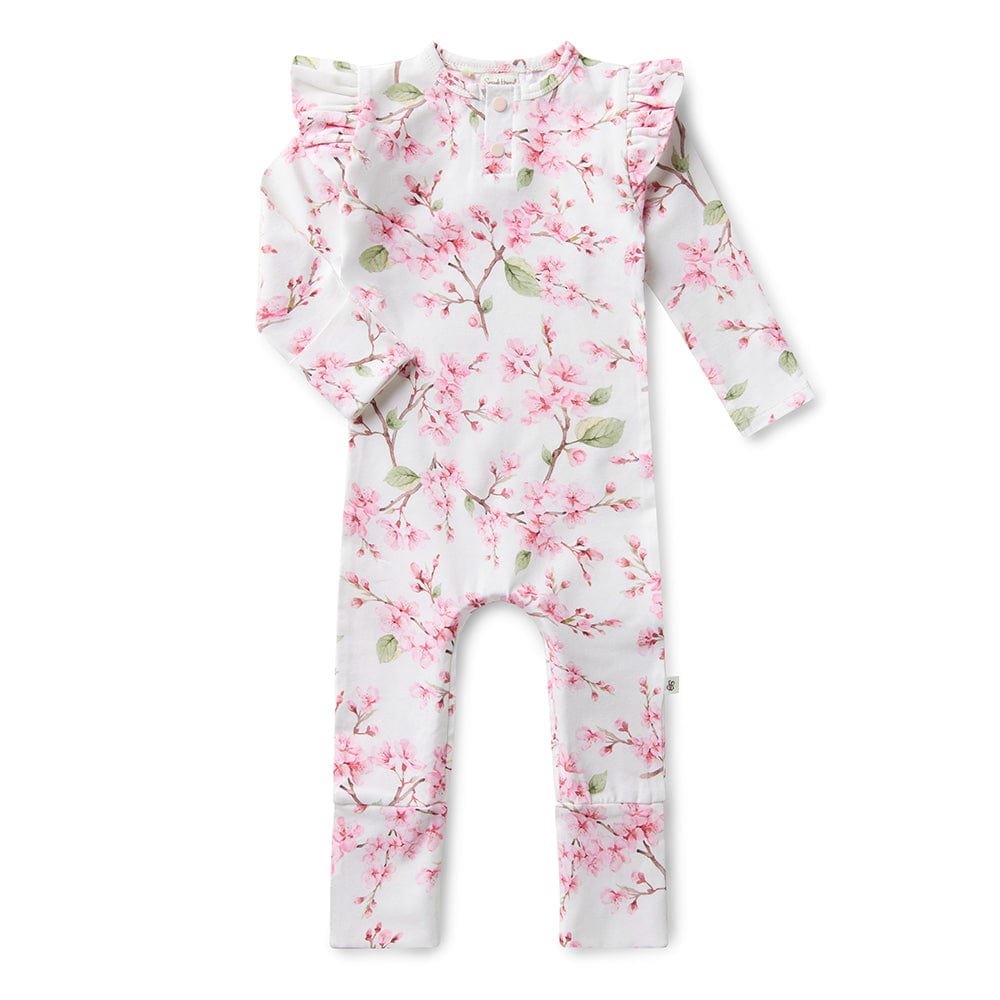 Snuggle Hunny Kids Girls All In One Cherry Blossom Organic Growsuit