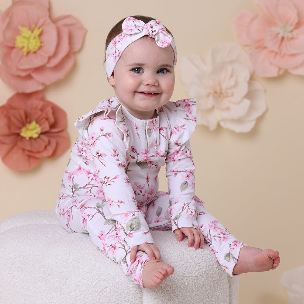 Snuggle Hunny Kids Girls All In One Cherry Blossom Organic Growsuit