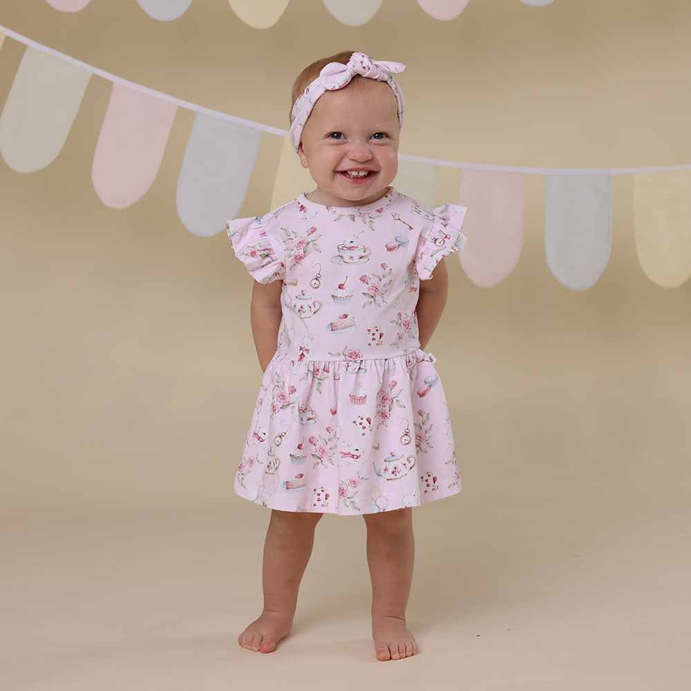 Snuggle Hunny Kids Girls Dress Alice's Tea Party Short Sleeve Dress
