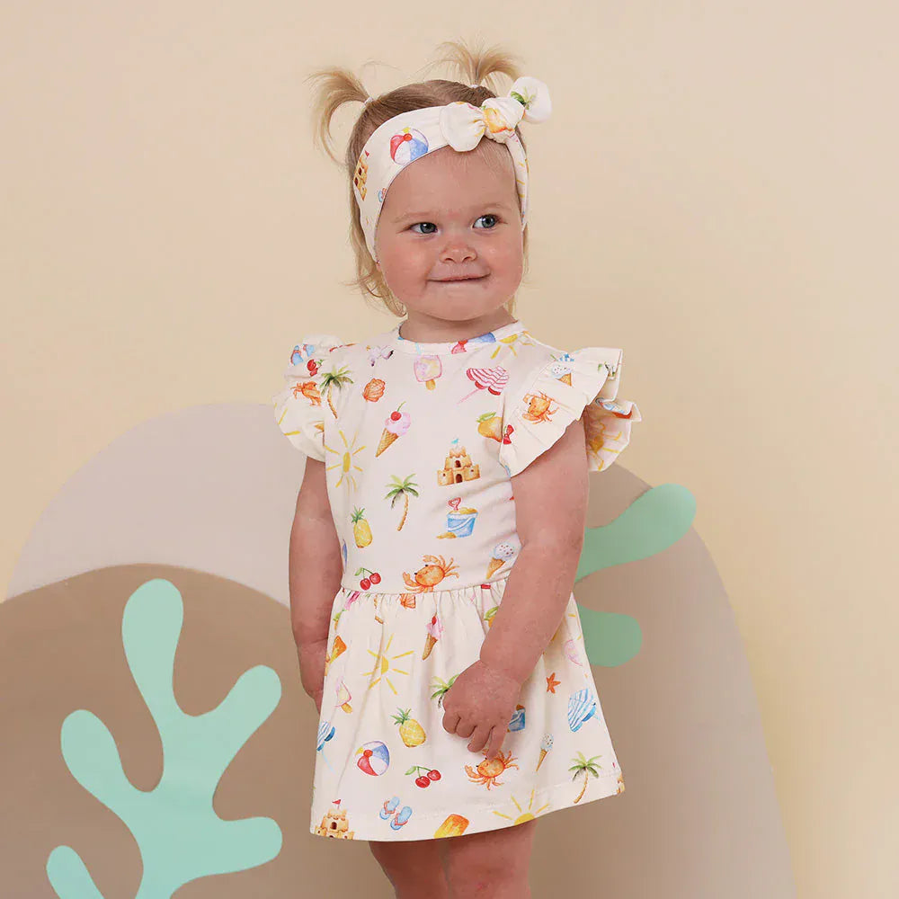 Snuggle Hunny Kids Girls Dress Beach Fun Short Sleeve Organic Dress