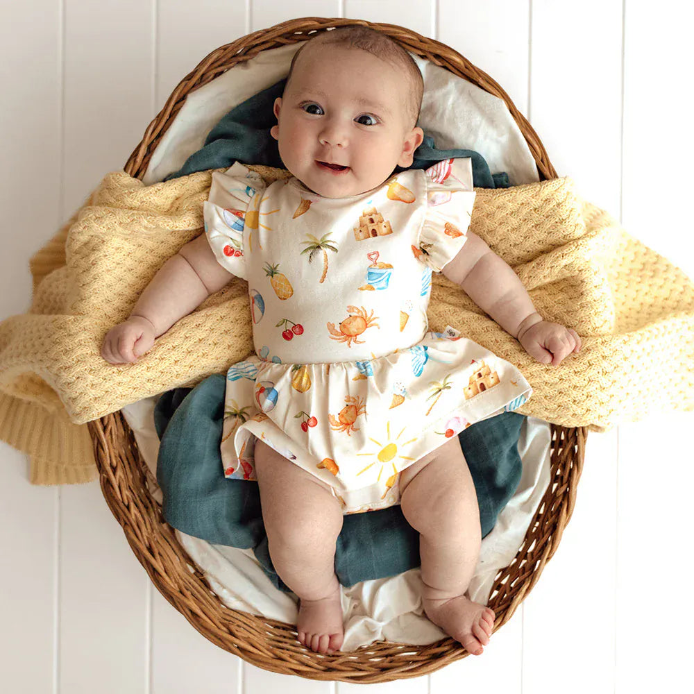 Snuggle Hunny Kids Girls Dress Beach Fun Short Sleeve Organic Dress