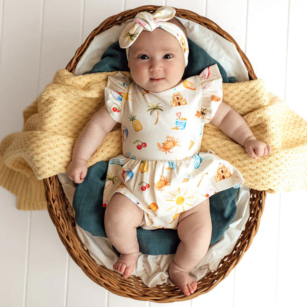 Snuggle Hunny Kids Girls Dress Beach Fun Short Sleeve Organic Dress