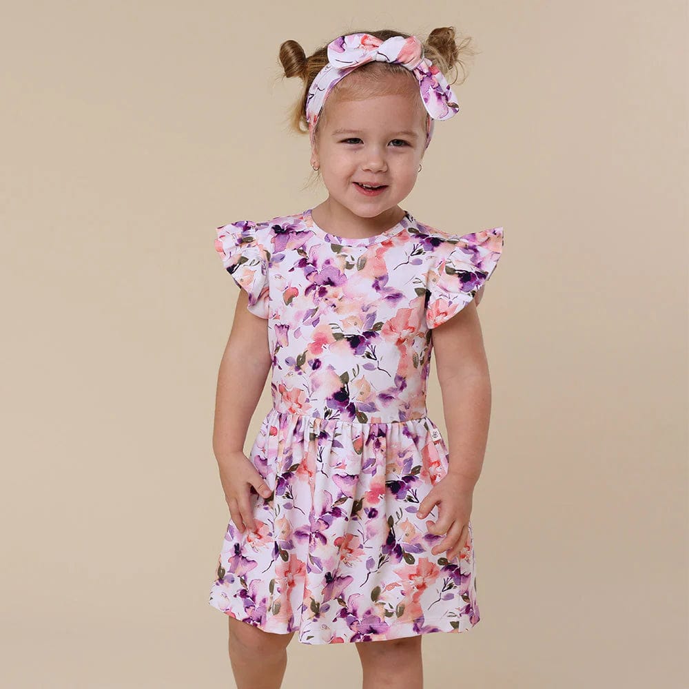 Snuggle Hunny Kids Girls Dress Blushing Beauty Short Sleeve Organic Dress