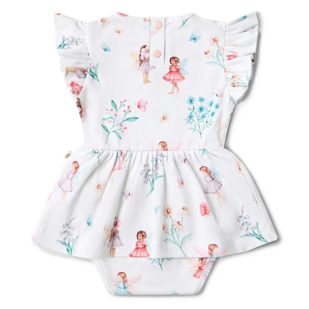 Snuggle Hunny Kids Girls Dress Fairy Garden Short Sleeve Organic Dress