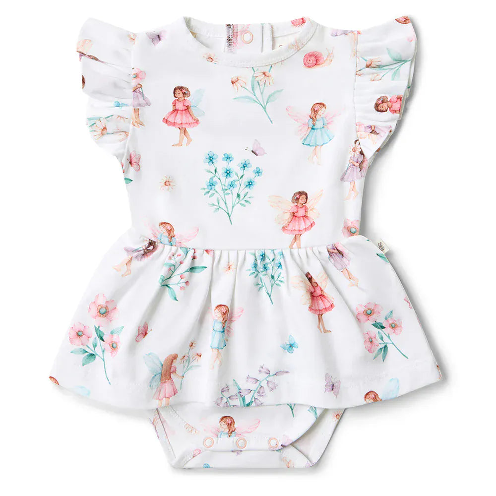 Snuggle Hunny Kids Girls Dress Fairy Garden Short Sleeve Organic Dress