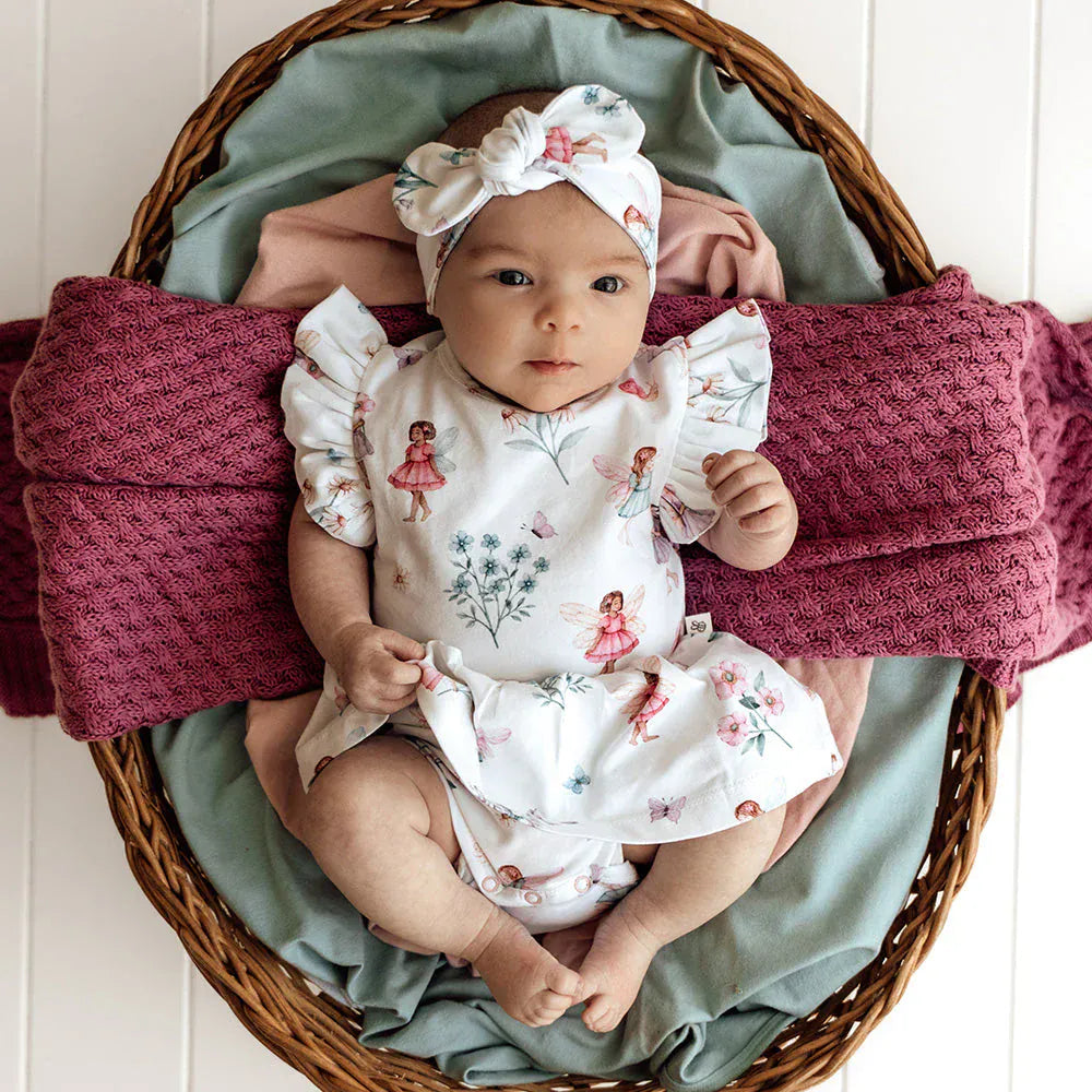 Snuggle Hunny Kids Girls Dress Fairy Garden Short Sleeve Organic Dress