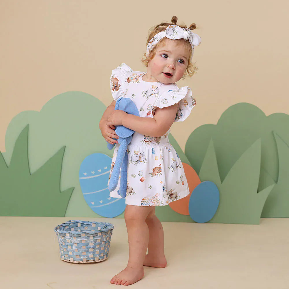 Snuggle Hunny Kids Girls Dress Flopsy Bunnies Short Sleeve Organic Dress