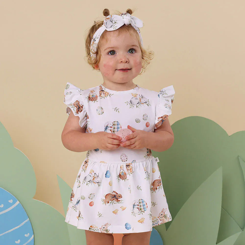 Snuggle Hunny Kids Girls Dress Flopsy Bunnies Short Sleeve Organic Dress