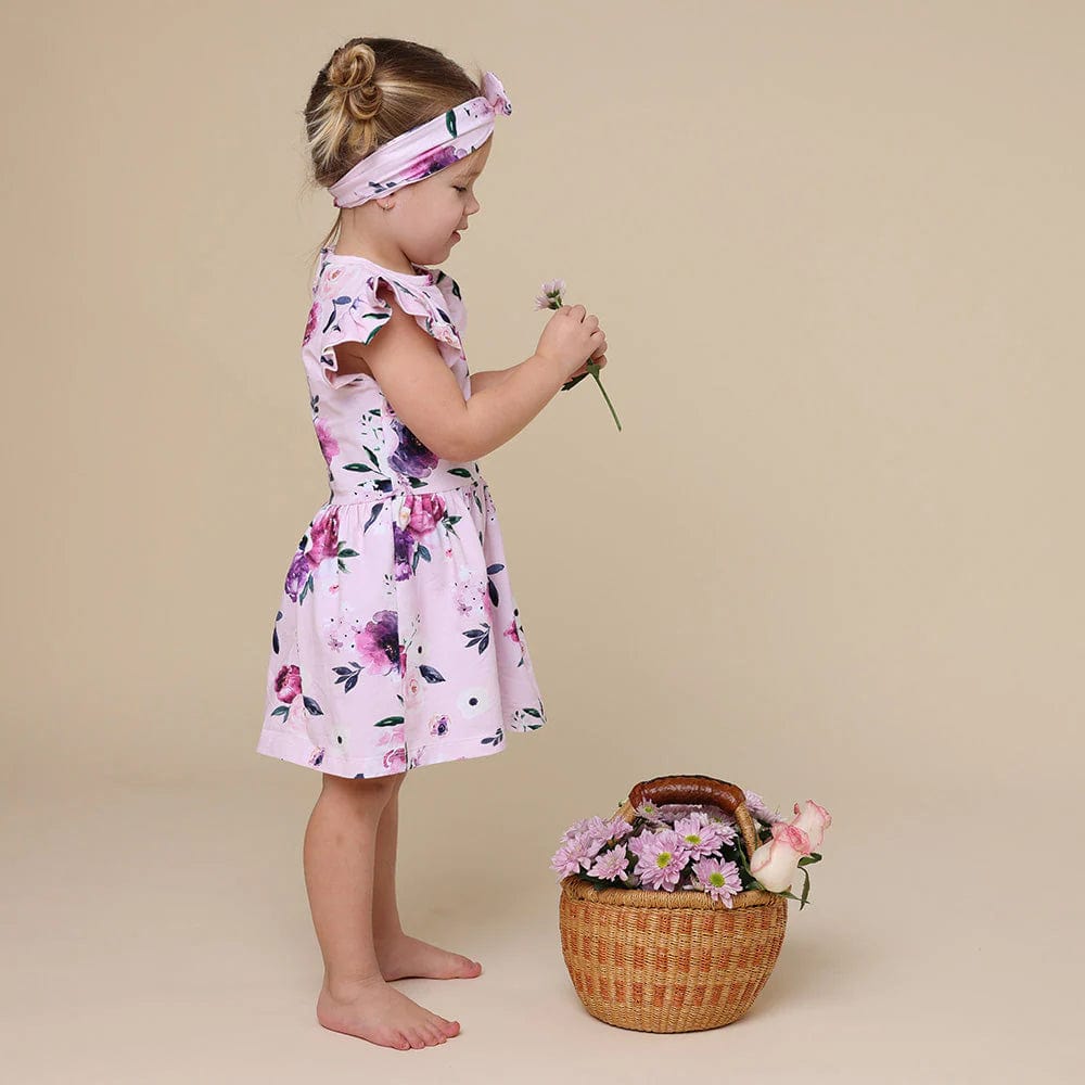 Snuggle Hunny Kids Girls Dress Floral Kiss Short Sleeve Organic Dress