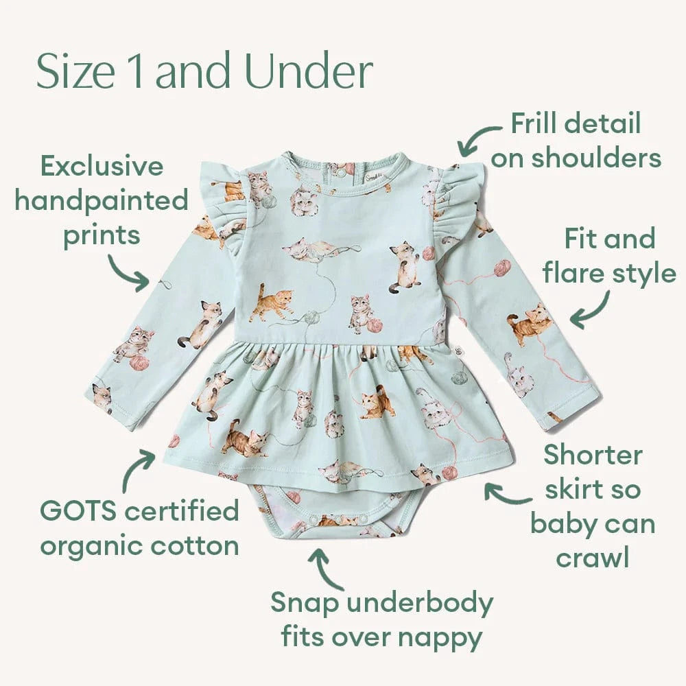 Snuggle Hunny Kids Girls Dress Kittens Long Sleeve Organic Dress