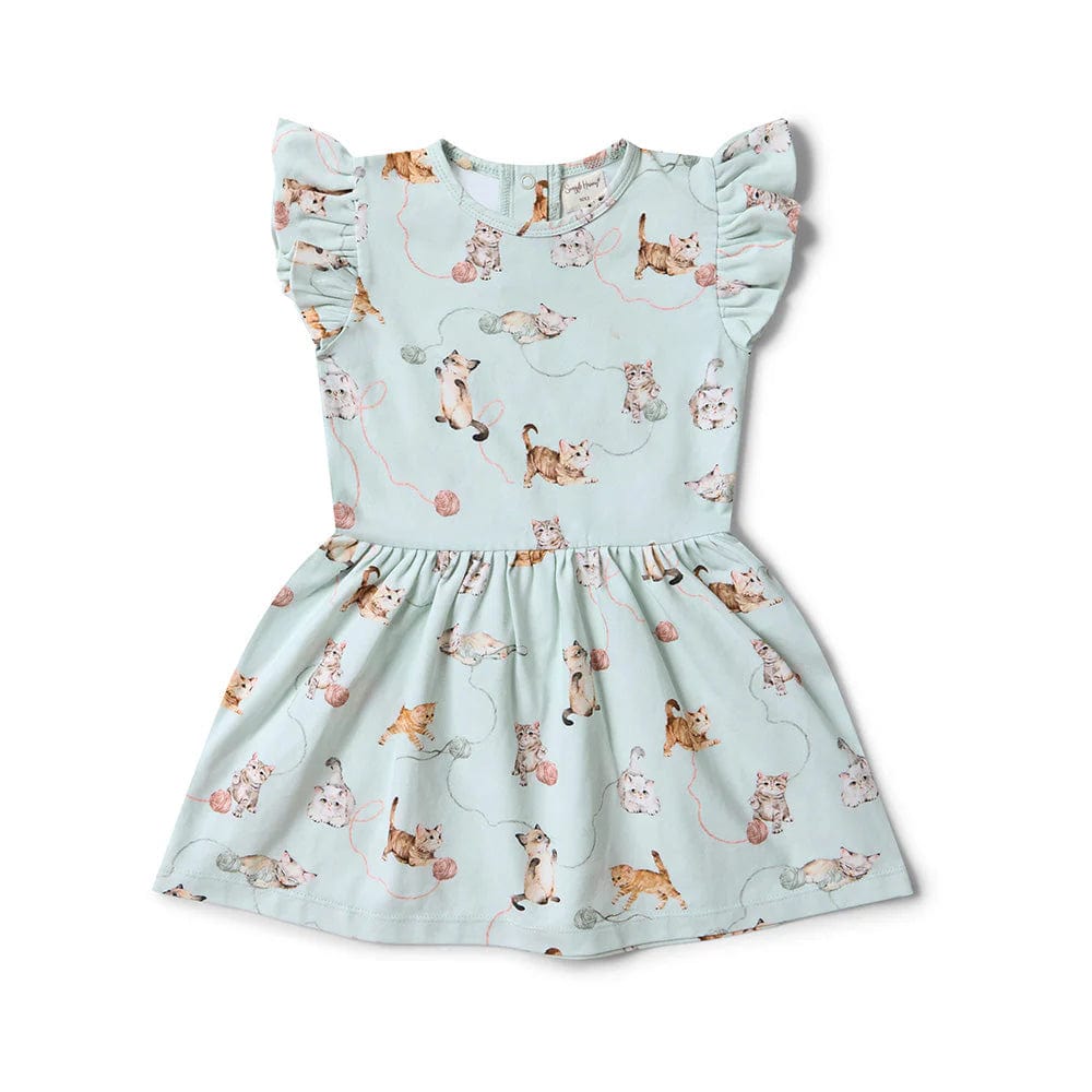 Snuggle Hunny Kids Girls Dress Kittens Short Sleeve Organic Dress