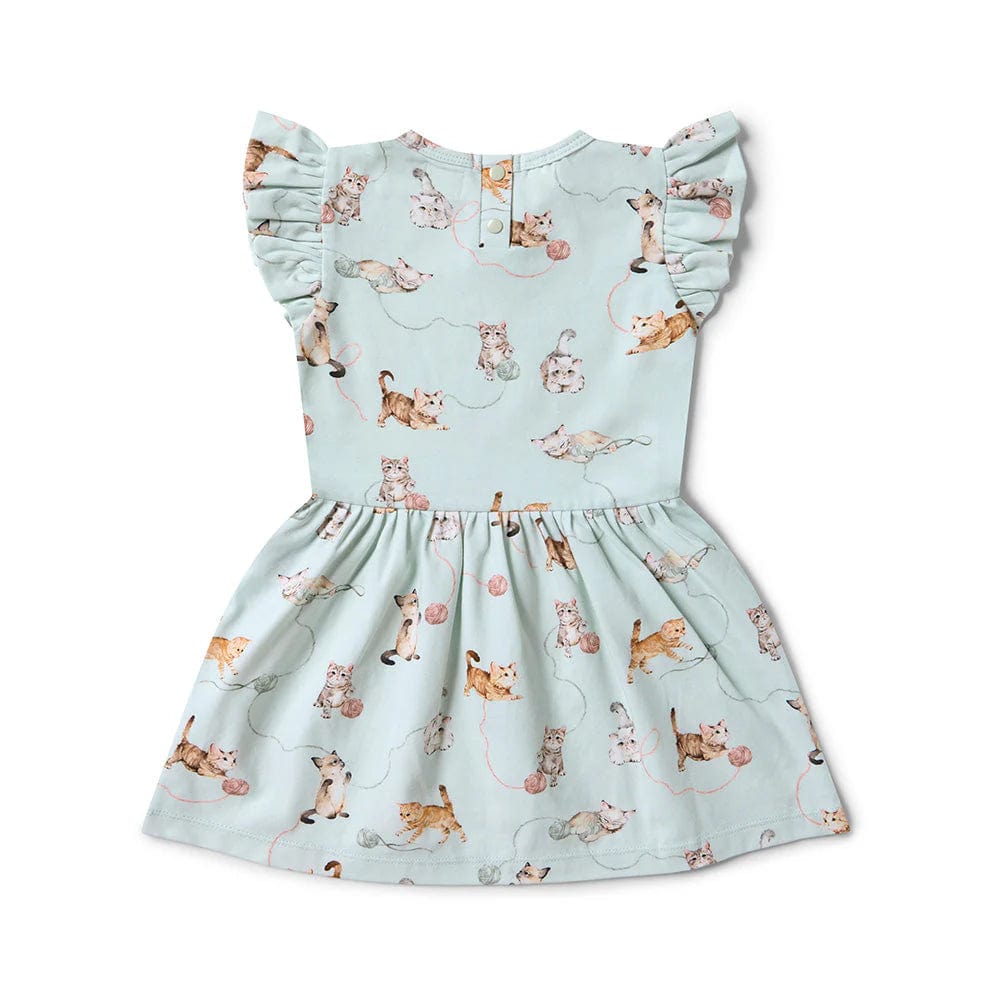 Snuggle Hunny Kids Girls Dress Kittens Short Sleeve Organic Dress