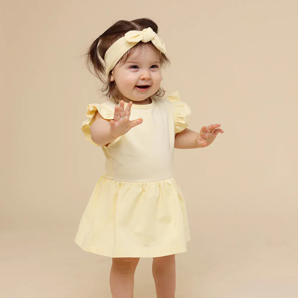 Snuggle Hunny Kids Girls Dress Lemon Sorbet Short Sleeve Organic Dress