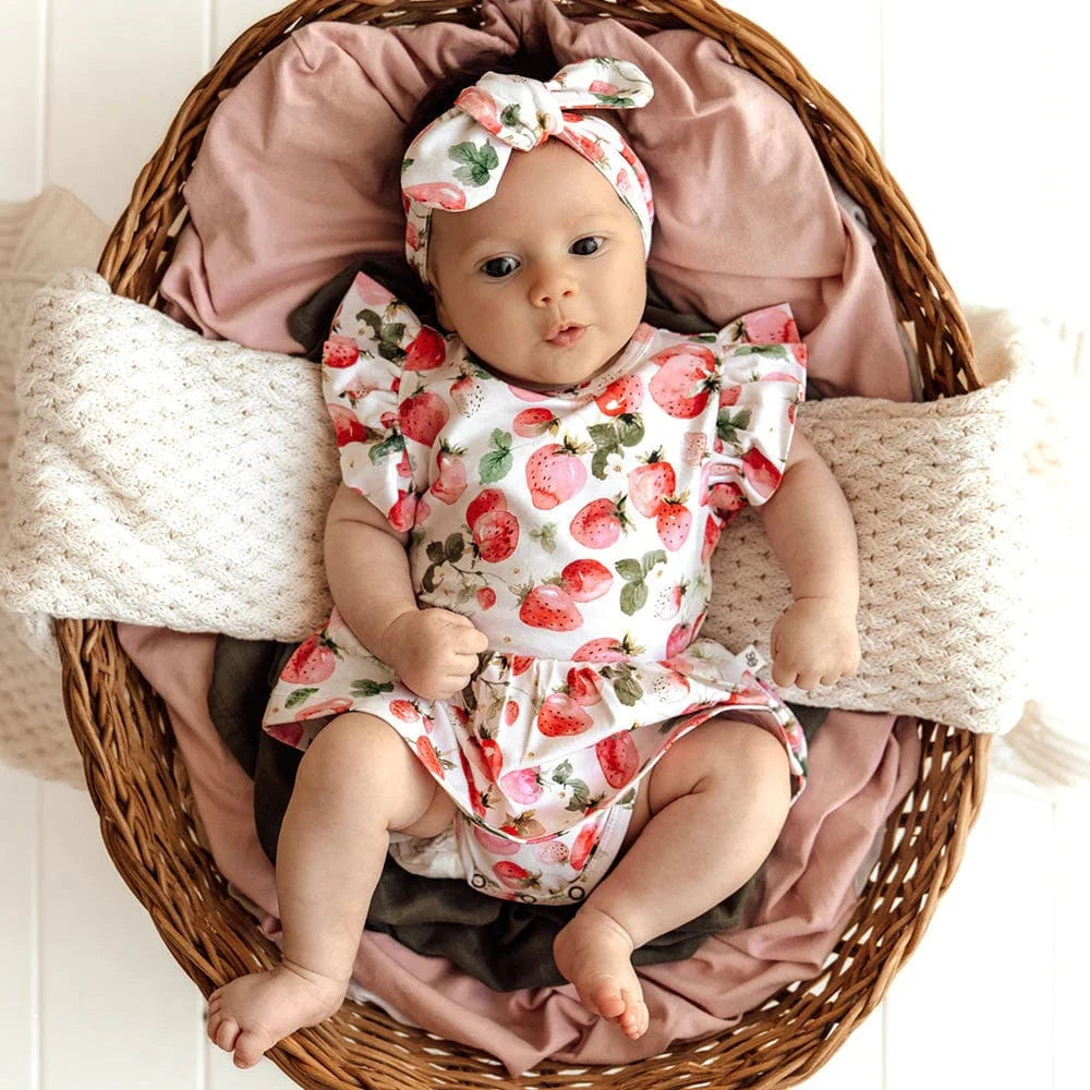 Snuggle Hunny Kids Girls Dress Strawberry Short Sleeve Organic Dress
