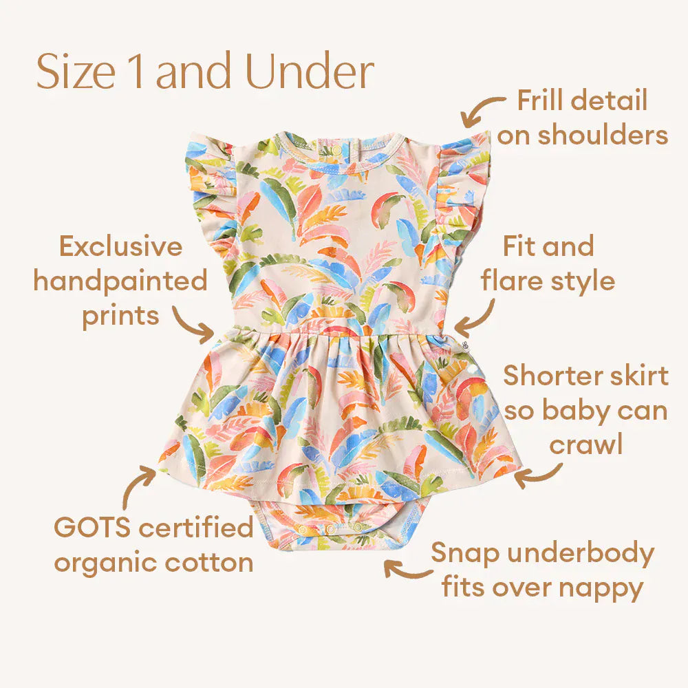 Snuggle Hunny Kids Girls Dress Summer Palm Short Sleeve Organic Dress