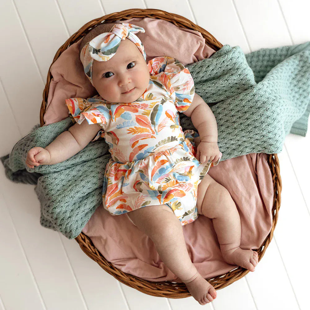 Snuggle Hunny Kids Girls Dress Summer Palm Short Sleeve Organic Dress