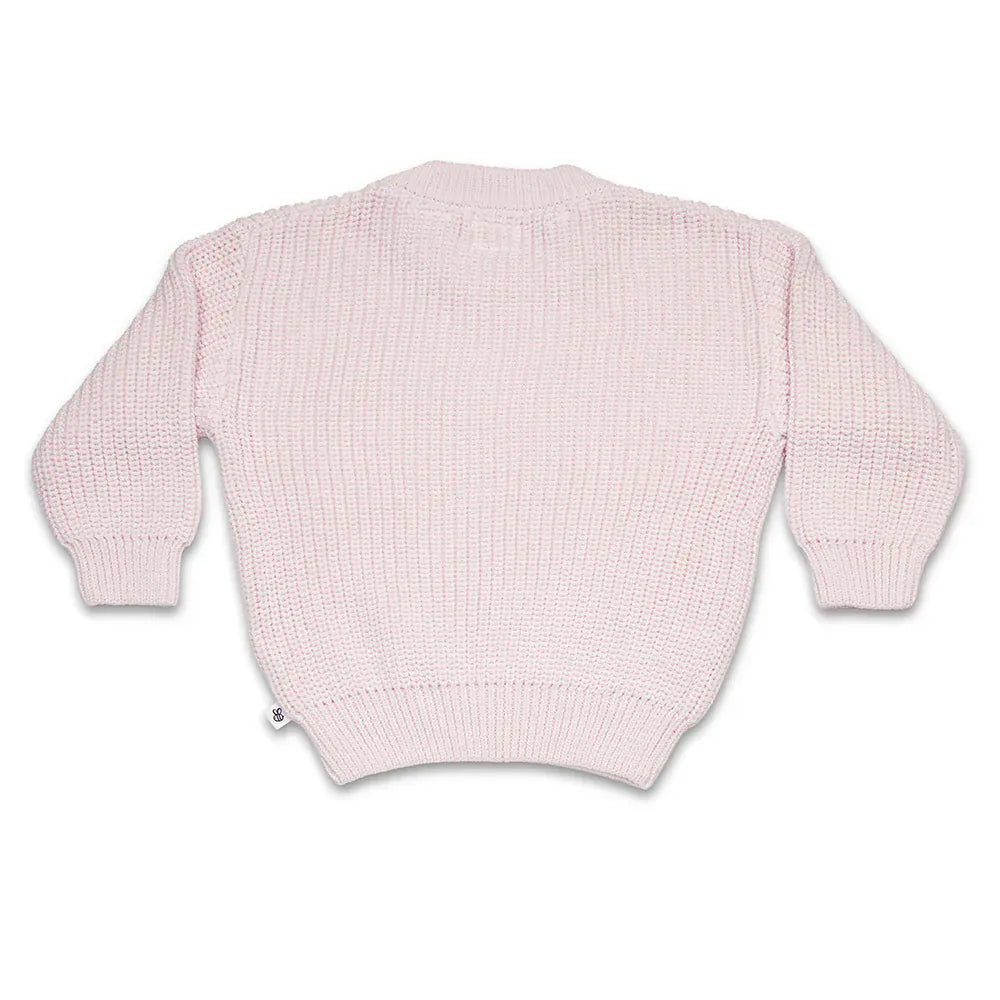 Snuggle Hunny Kids Girls Jumper Blush Pink Oversized Cotton Knit Jumper
