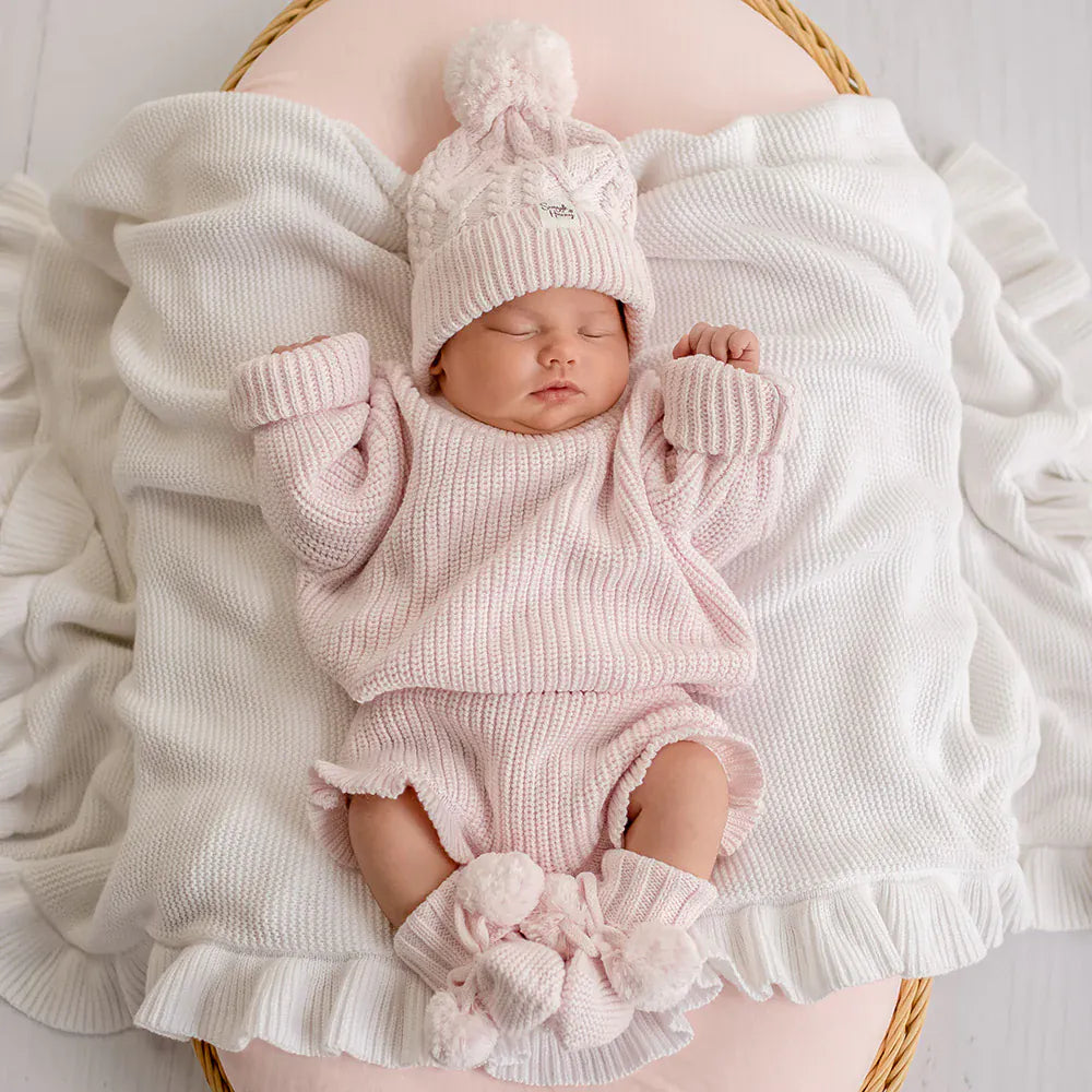 Snuggle Hunny Kids Girls Jumper Blush Pink Oversized Cotton Knit Jumper