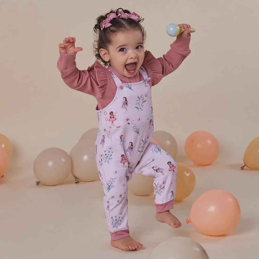 Snuggle Hunny Kids Girls Onesie 3-6M Fairy Dust Organic Snuggle Overalls