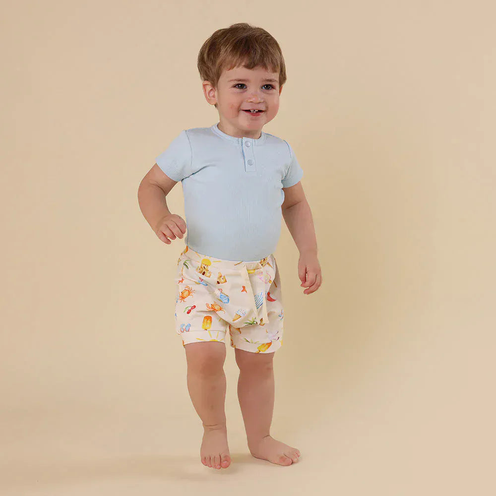 Snuggle Hunny Kids Girls Onesie Baby Blue Short Sleeve Organic Bodysuit