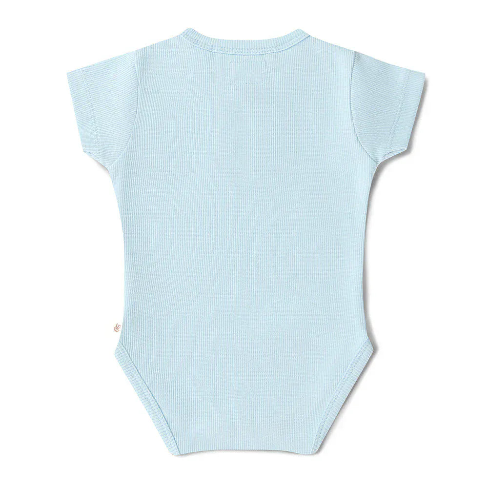Snuggle Hunny Kids Girls Onesie Baby Blue Short Sleeve Organic Bodysuit