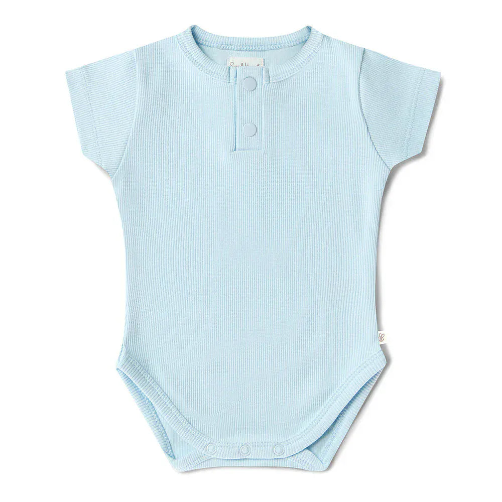 Snuggle Hunny Kids Girls Onesie Baby Blue Short Sleeve Organic Bodysuit