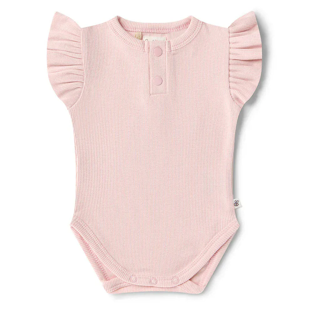 Snuggle Hunny Kids Girls Onesie Baby Pink Short Sleeve Organic Bodysuit with Frill