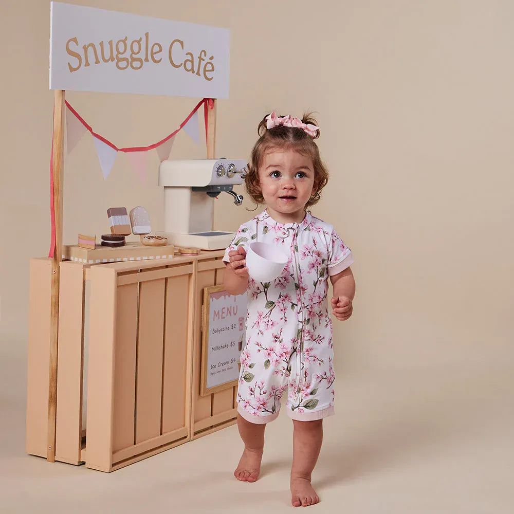 Snuggle Hunny Kids Girls Onesie Cherry Blossom Organic Snuggle Shortie