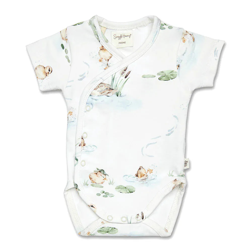 Snuggle Hunny Kids Girls Onesie Duck Pond Short Sleeve Organic Kimono Bodysuit