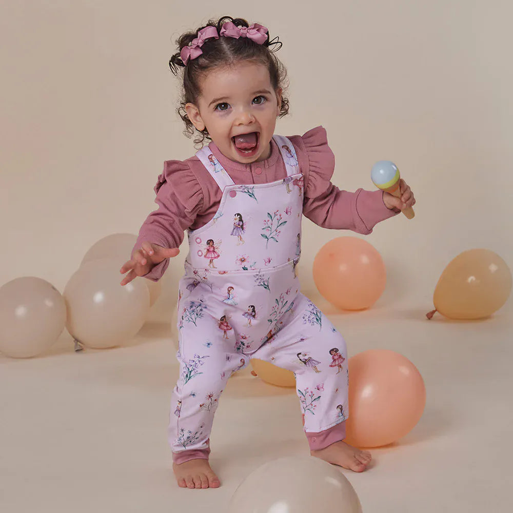 Snuggle Hunny Kids Girls Onesie Fairy Dust Organic Snuggle Overalls