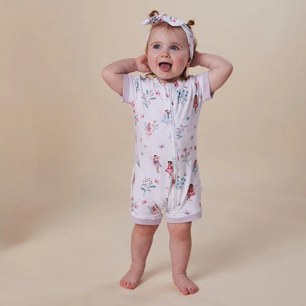 Snuggle Hunny Kids Girls Onesie Fairy Garden Organic Snuggle Shortie