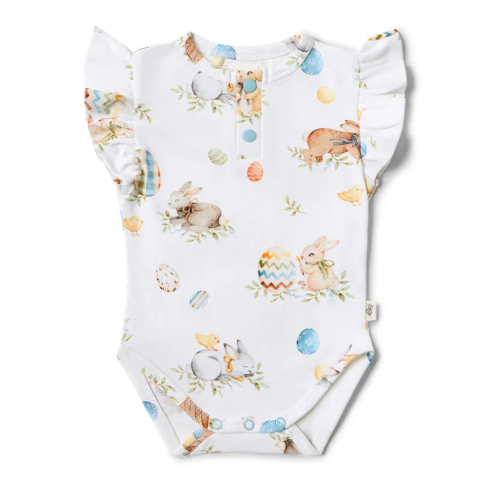Snuggle Hunny Kids Girls Onesie Flopsy Bunnies Short Sleeve Organic Bodysuit with Frill