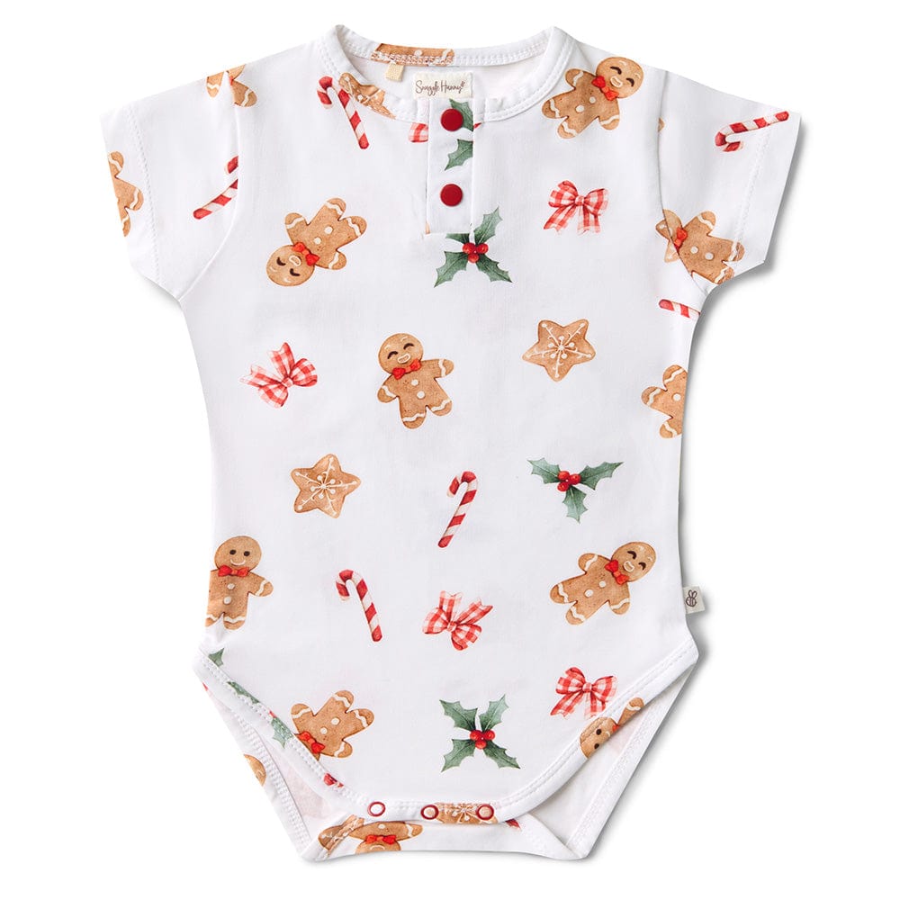 Snuggle Hunny Kids Girls Onesie Gingerbread Short Sleeve Organic Bodysuit