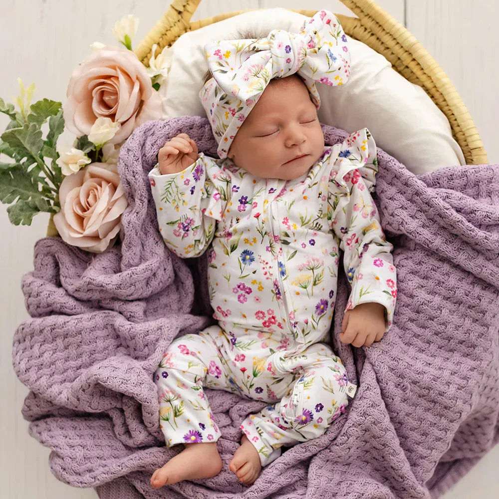 Snuggle Hunny Kids Girls Onesie Gracie Organic Snugglesuit Convertible Romper with Frill
