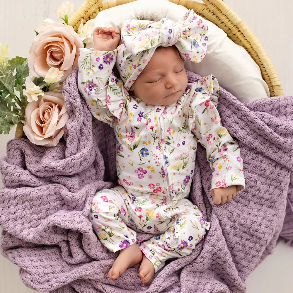 Snuggle Hunny Kids Girls Onesie Gracie Organic Snugglesuit Convertible Romper with Frill