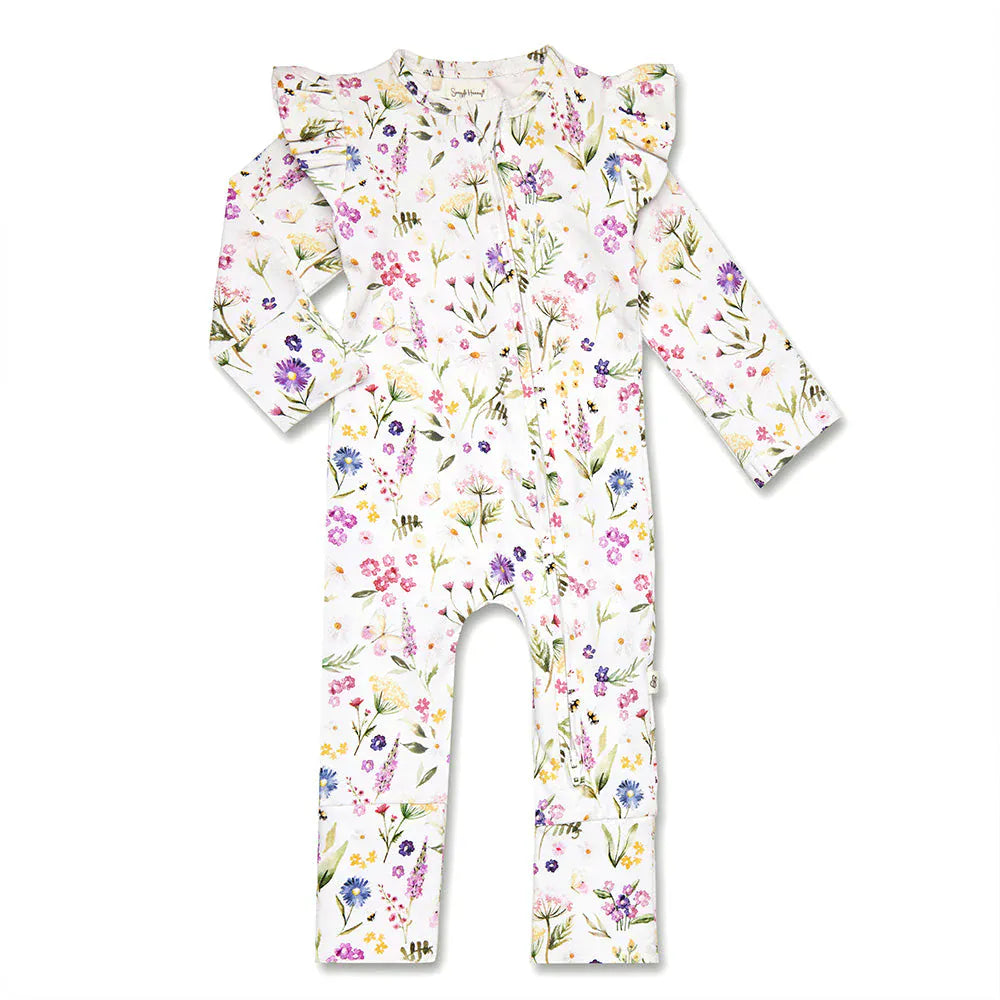 Snuggle Hunny Kids Girls Onesie Gracie Organic Snugglesuit Convertible Romper with Frill