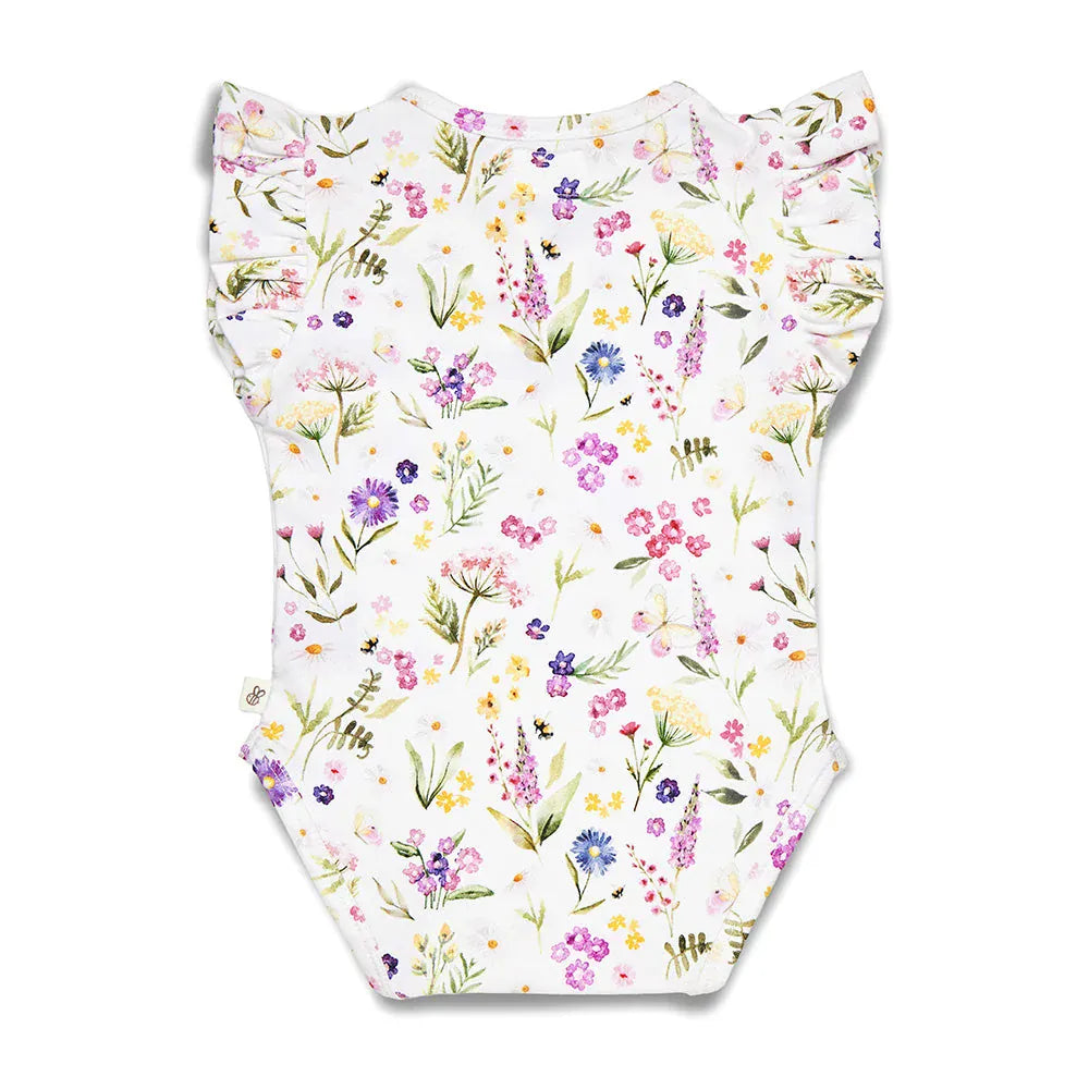 Snuggle Hunny Kids Girls Onesie Gracie Short Sleeve Organic Bodysuit with Frill
