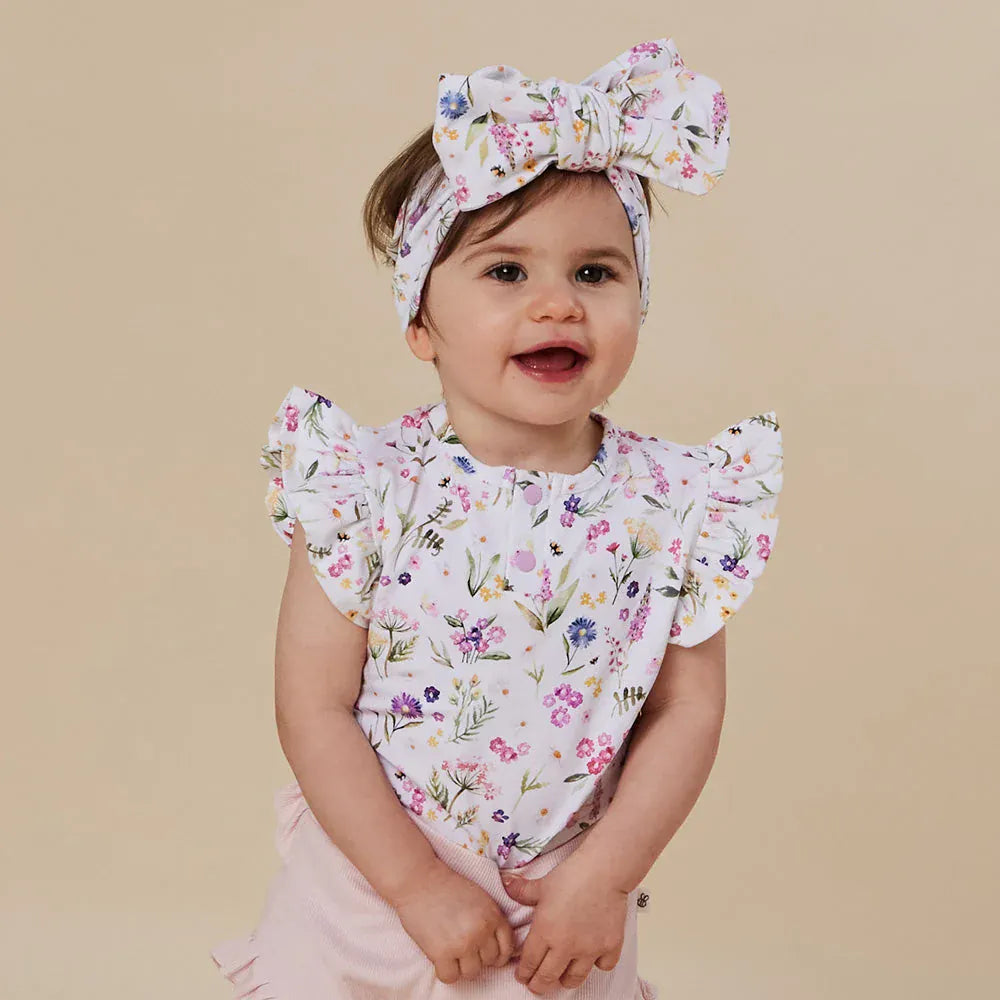 Snuggle Hunny Kids Girls Onesie Gracie Short Sleeve Organic Bodysuit with Frill