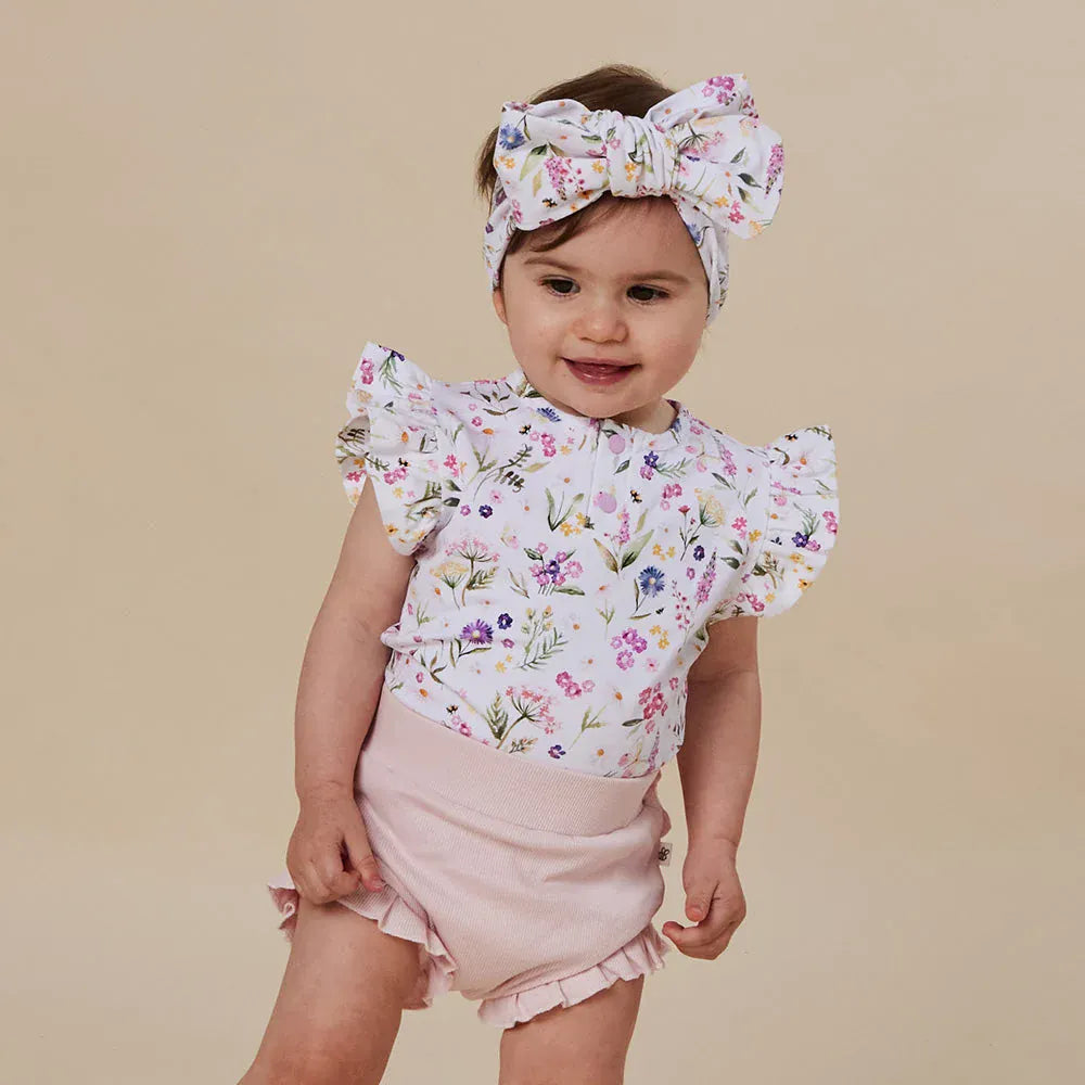 Snuggle Hunny Kids Girls Onesie Gracie Short Sleeve Organic Bodysuit with Frill