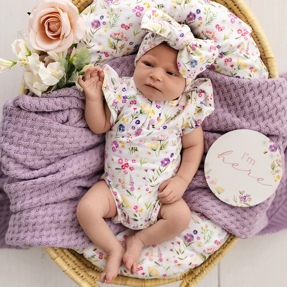 Snuggle Hunny Kids Girls Onesie Gracie Short Sleeve Organic Bodysuit with Frill