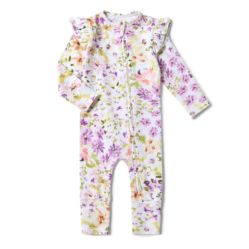Snuggle Hunny Kids Girls Onesie Isla Organic Snugglesuit Convertible Romper with Frill