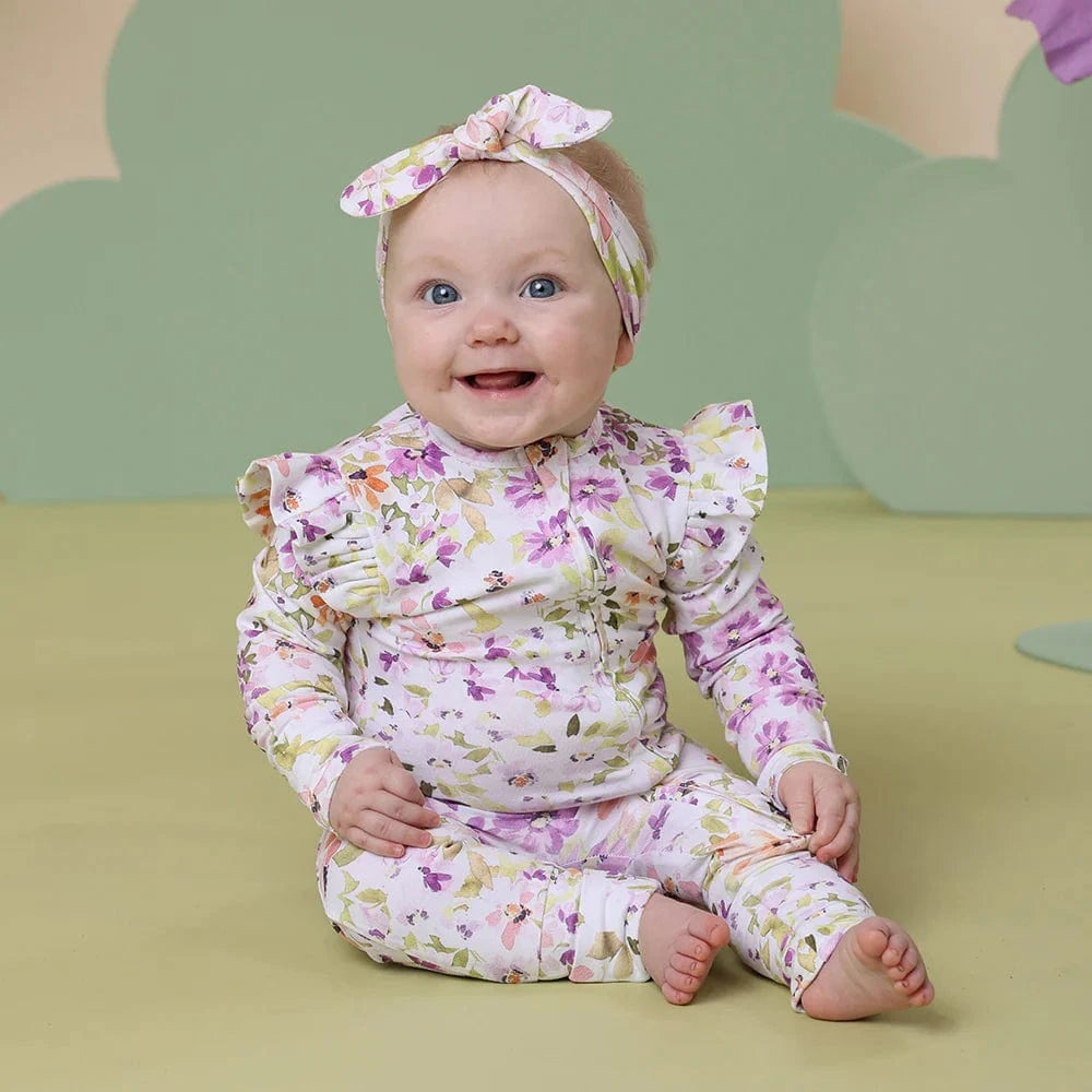 Snuggle Hunny Kids Girls Onesie Isla Organic Snugglesuit Convertible Romper with Frill