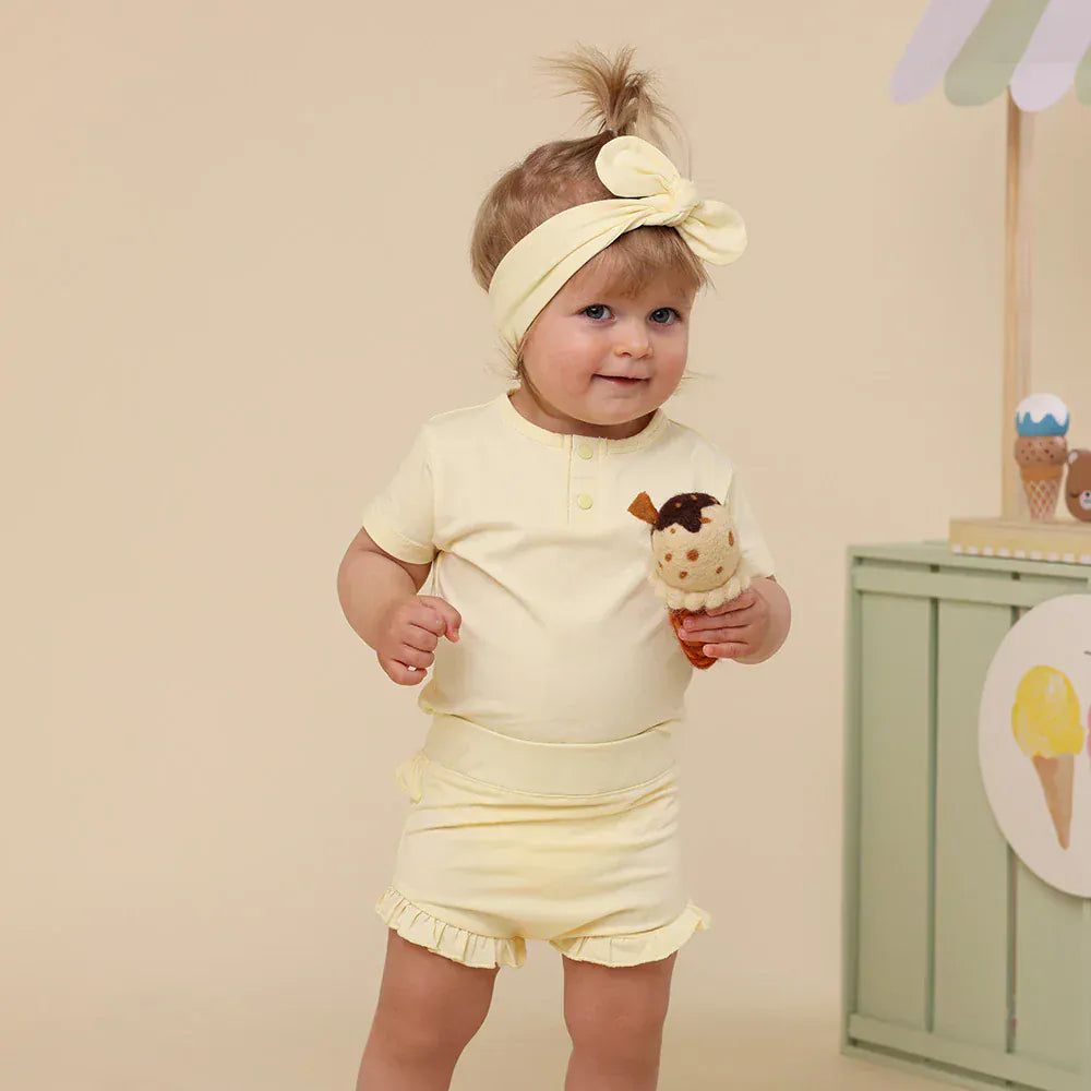 Snuggle Hunny Kids Girls Onesie Lemon Sorbet Short Sleeve Organic Bodysuit