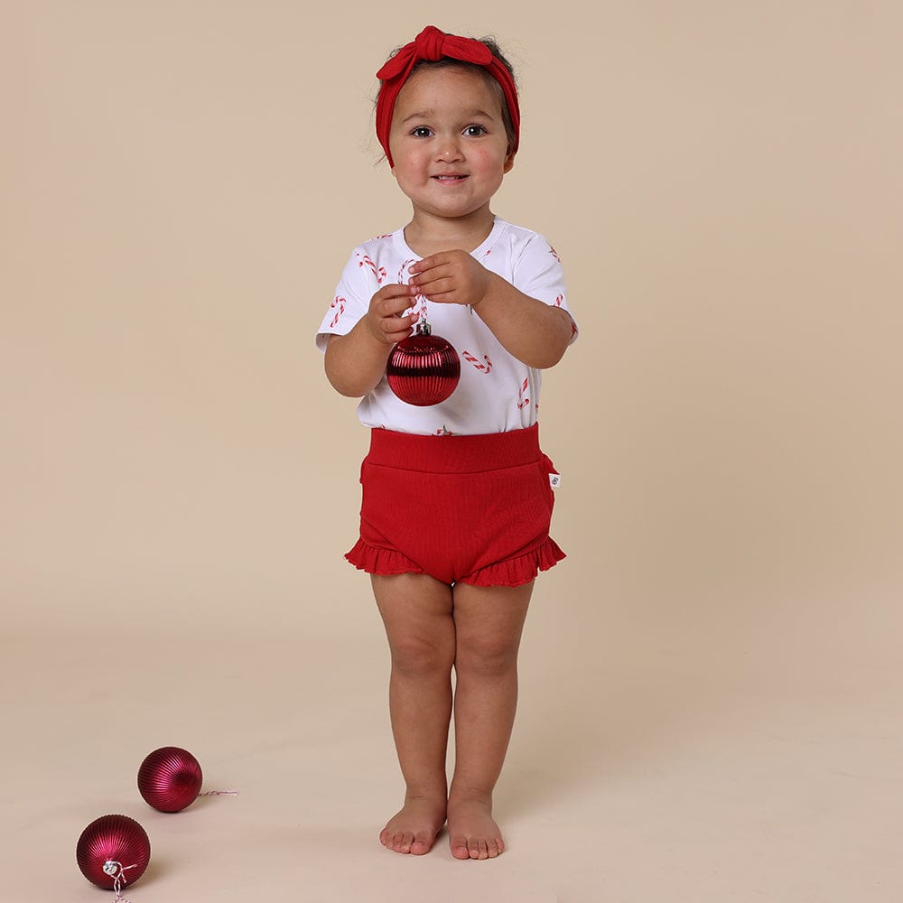 Snuggle Hunny Kids Girls Pants 0-3M Red Organic Bloomers
