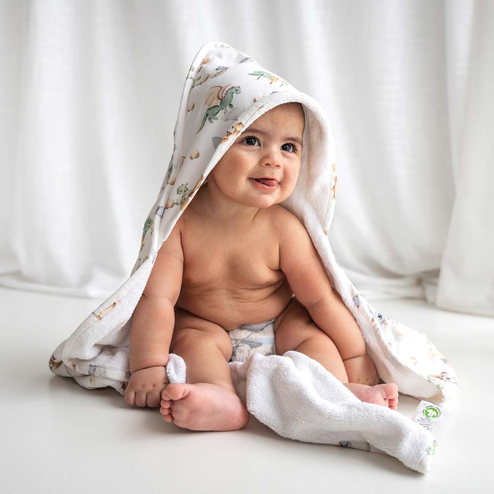 Snuggle Hunny Kids Linen Bath Dragon Organic Hooded Baby Towel