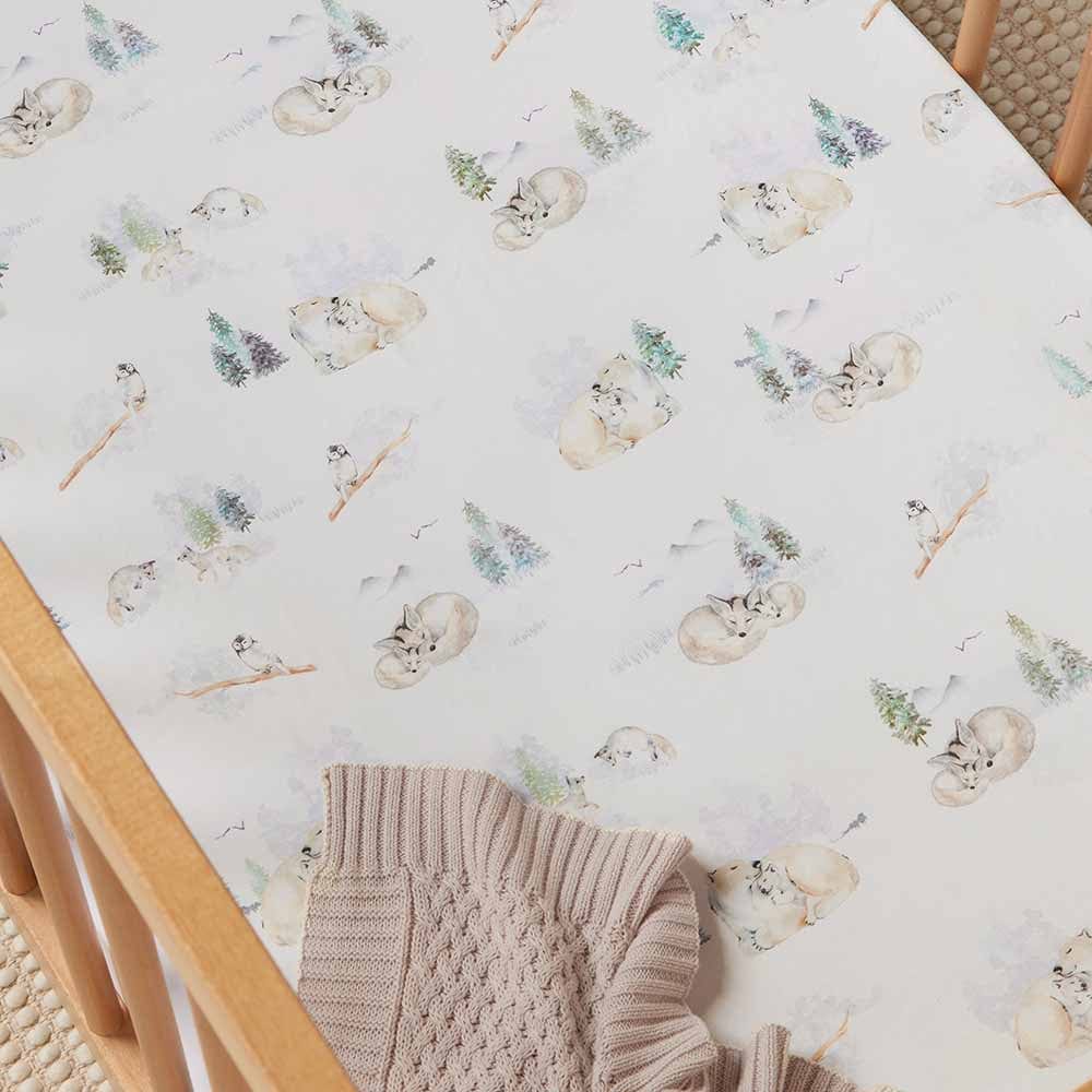 Snuggle Hunny Kids Linen Sheets Arctic Organic Fitted Cot Sheet